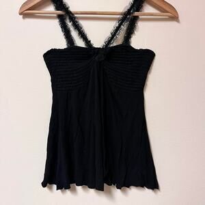 Black lace trim strappy top